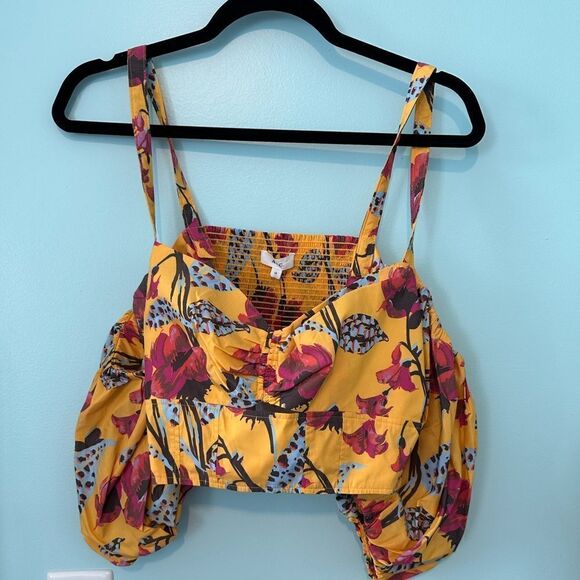 A.L.C. Size 14 Floral puff sleeve crop - Picture 2 of 3